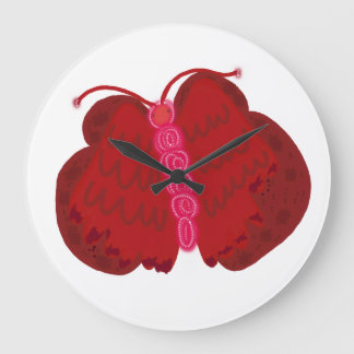 Red Angel Butterfly Large Clock