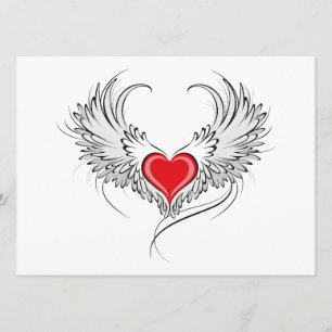 Red Angel Heart with wings Advice Card