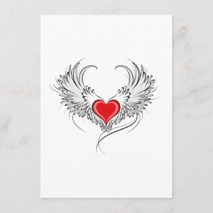 Red Angel Heart with wings Advice Card