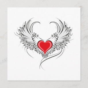 Red Angel Heart with wings Advice Card