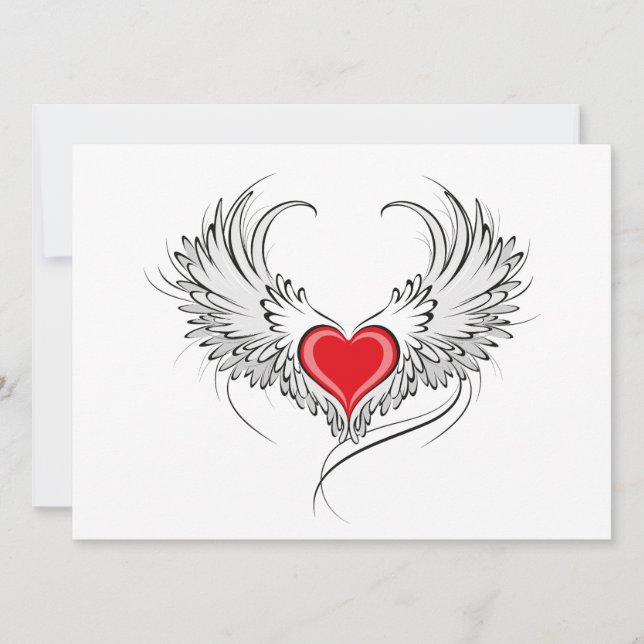 Red Angel Heart with wings Announcement (Front)