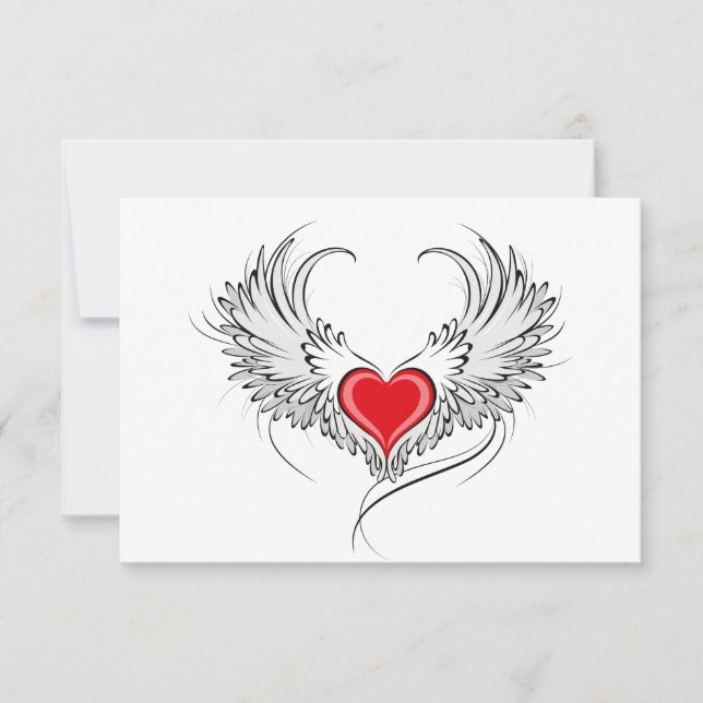 Red Angel Heart with wings Announcement (Front)