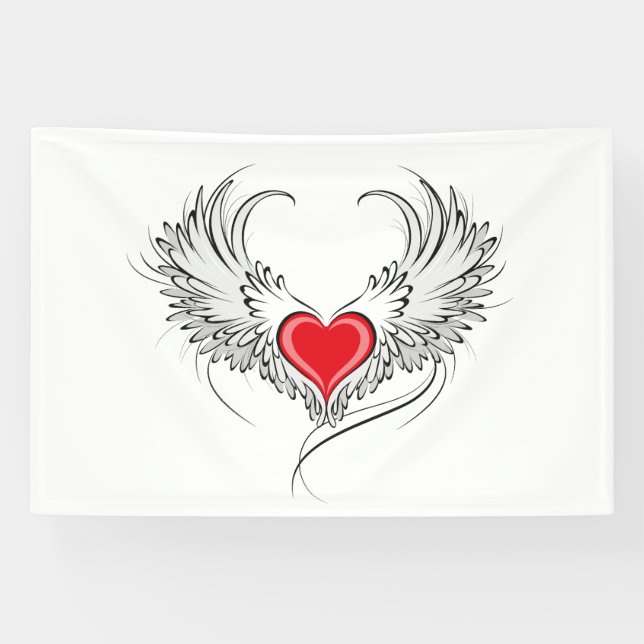 Red Angel Heart with wings Banner (Horizontal)