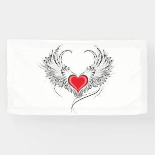 Red Angel Heart with wings Banner