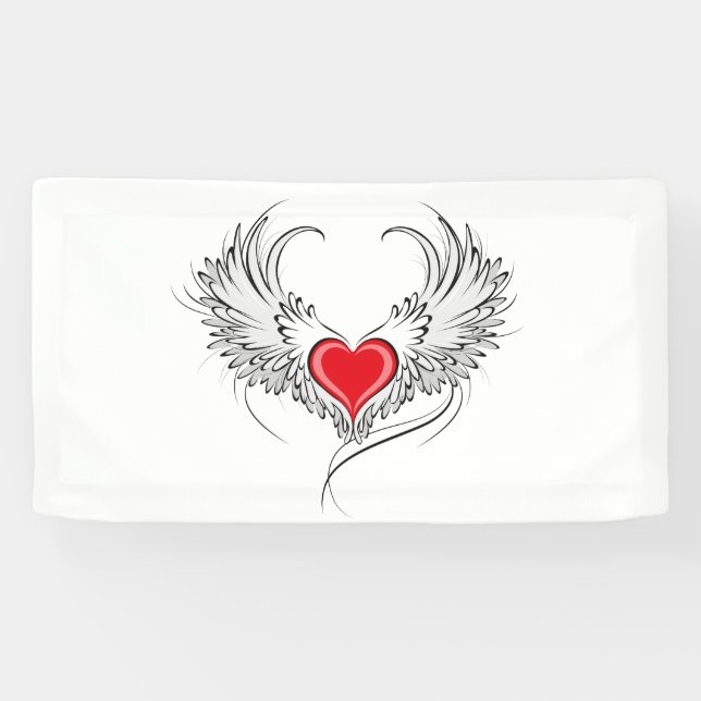 Red Angel Heart with wings Banner (Horizontal)