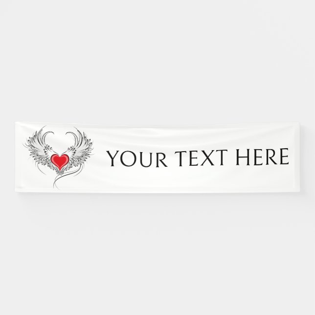 Red Angel Heart with wings Banner (Horizontal)