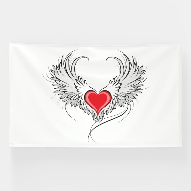 Red Angel Heart with wings Banner (Horizontal)