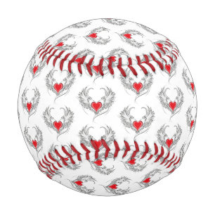 Red Angel Heart with wings Baseball