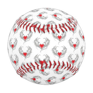 Red Angel Heart with wings Baseball