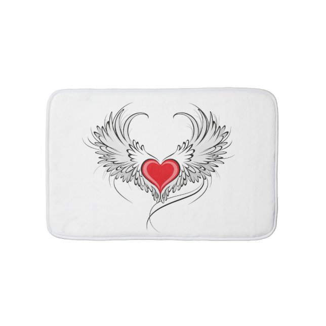 Red Angel Heart with wings Bath Mat (Front)