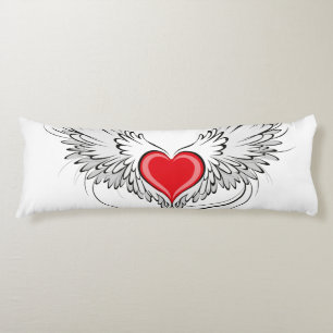 Red Angel Heart with wings Body Cushion