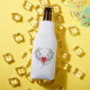 Red Angel Heart with wings Bottle Cooler