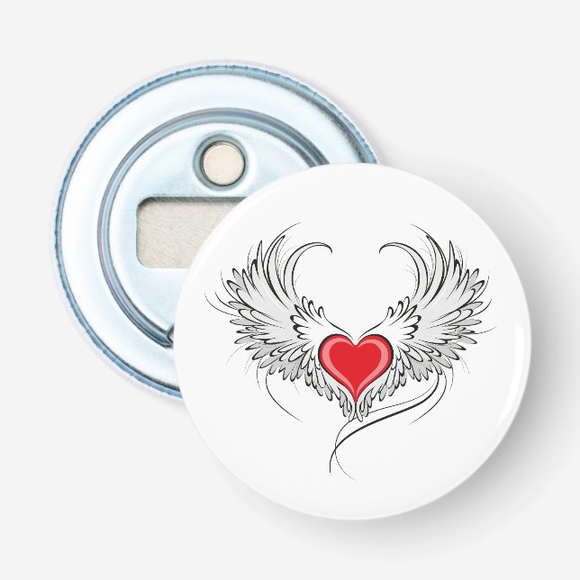 Red Angel Heart with wings Bottle Opener (Front)