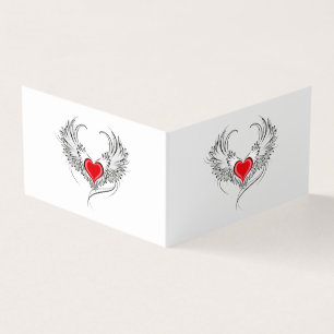 Red Angel Heart with wings Business Card