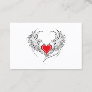 Red Angel Heart with wings Business Card