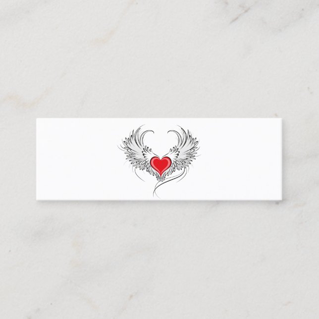 Red Angel Heart with wings Calling Card (Front)