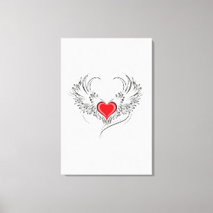 Red Angel Heart with wings Canvas Print