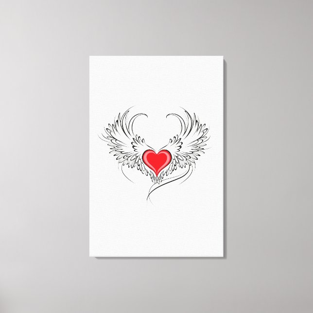Red Angel Heart with wings Canvas Print (Front)