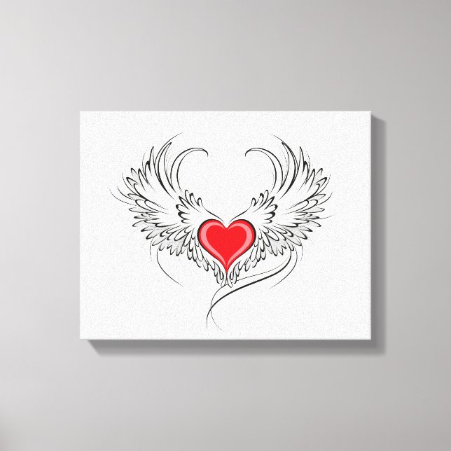 Red Angel Heart with wings Canvas Print (Front)