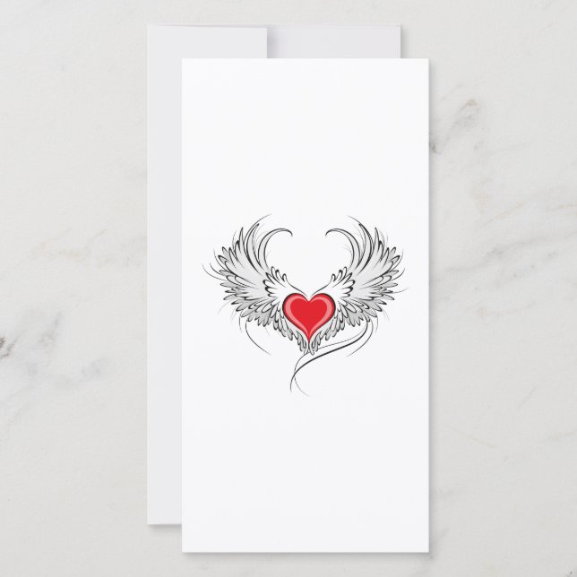 Red Angel Heart with wings Card (Front)