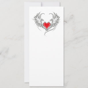Red Angel Heart with wings Card