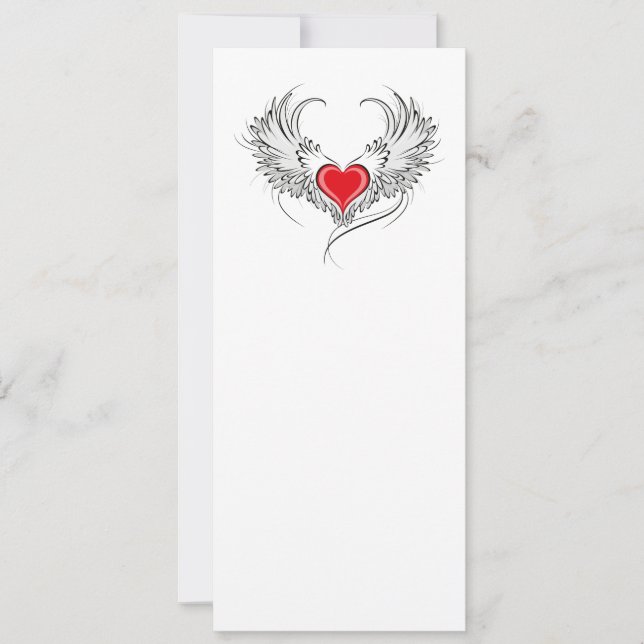 Red Angel Heart with wings Card (Front)