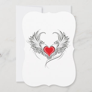 Red Angel Heart with wings Card