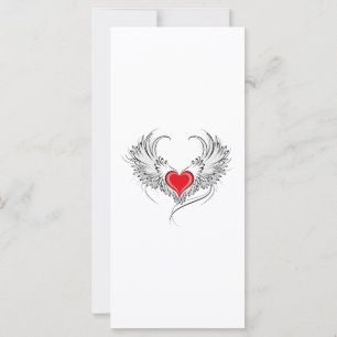 Red Angel Heart with wings Card