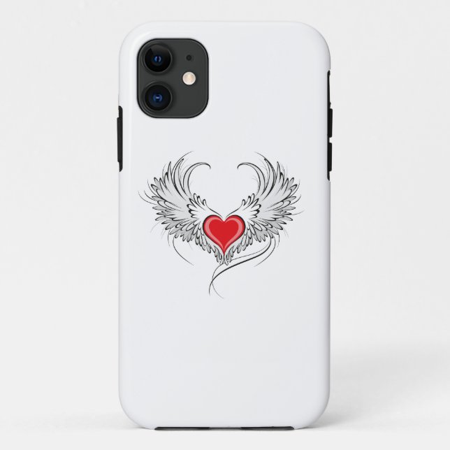 Red Angel Heart with wings Case-Mate iPhone Case (Back)