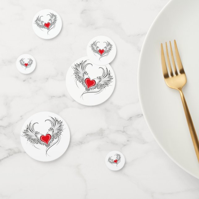Red Angel Heart with wings Confetti (Group)