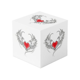Red Angel Heart with wings Cube