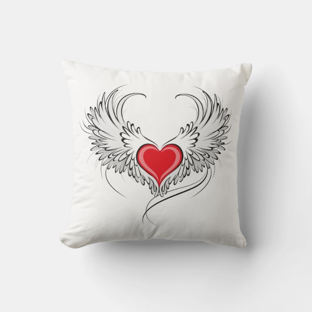 Red Angel Heart with wings Cushion (Front)