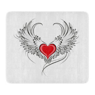 Red Angel Heart with wings Cutting Board