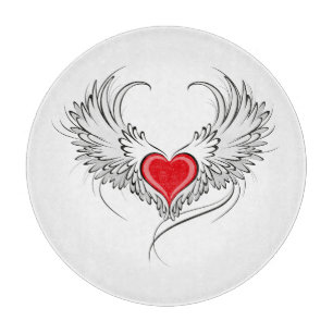 Red Angel Heart with wings Cutting Board