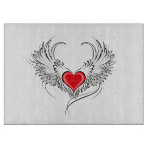 Red Angel Heart with wings Cutting Board