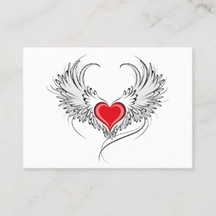 Red Angel Heart with wings Discount Card