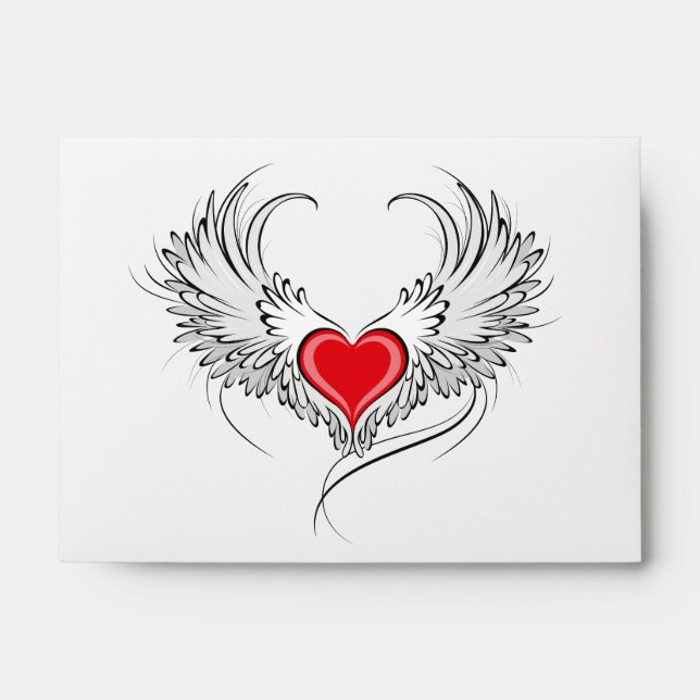 Red Angel Heart with wings Envelope (Front)