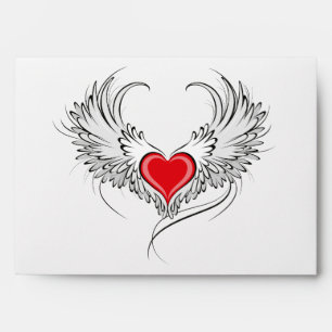 Red Angel Heart with wings Envelope