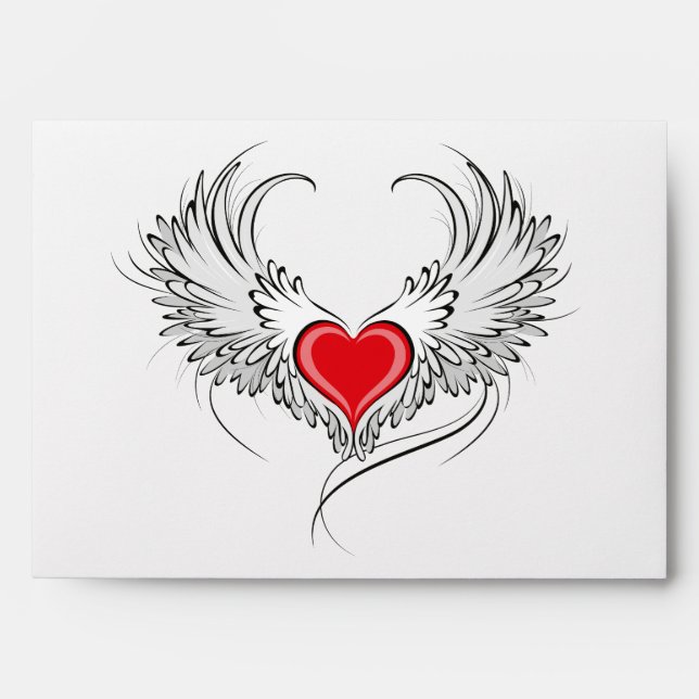 Red Angel Heart with wings Envelope (Front)