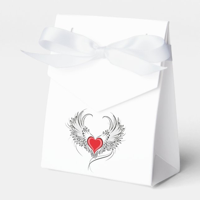 Red Angel Heart with wings Favour Box (Front Side)