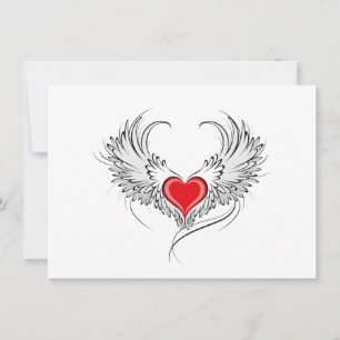 Red Angel Heart with wings Invitation