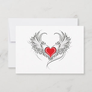 Red Angel Heart with wings Invitation