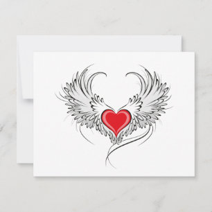 Red Angel Heart with wings Invitation