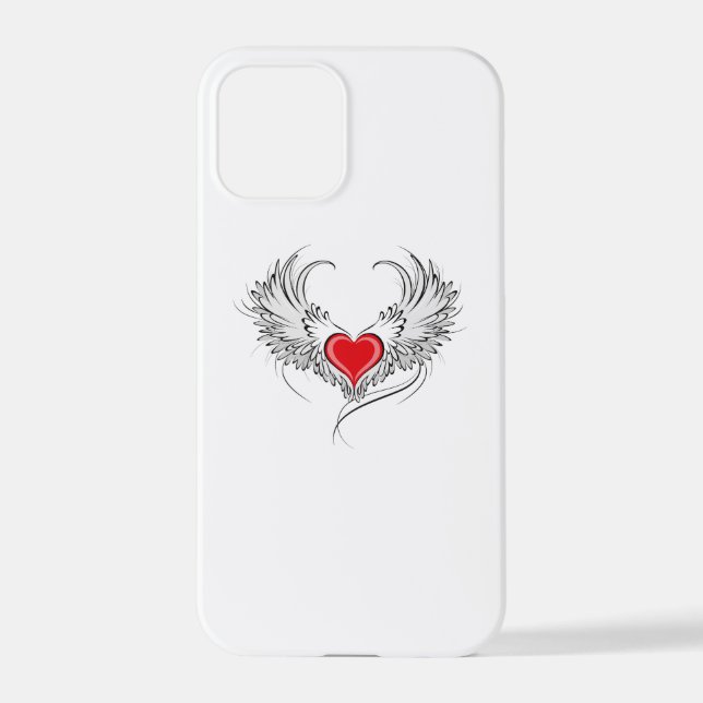 Red Angel Heart with wings iPhone Case (Back)