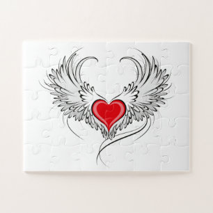 Red Angel Heart with wings Jigsaw Puzzle