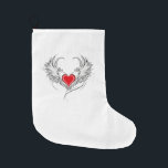 Red Angel Heart with wings Large Christmas Stocking<br><div class="desc">Artistically painted red heart with angel wings grey,  decorated with black smooth contour.</div>