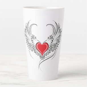 Red Angel Heart with wings Latte Mug