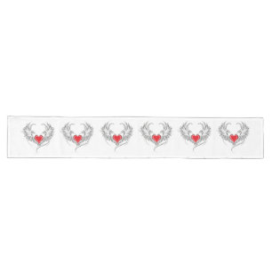 Red Angel Heart with wings Long Table Runner