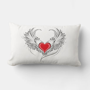 Red Angel Heart with wings Lumbar Cushion