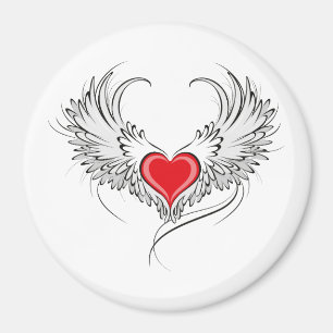 Red Angel Heart with wings Magnet